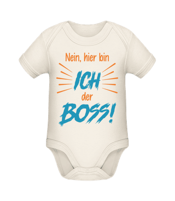 Motiv Nein Hier Bin Ich Der Boss - Baby Bio Strampler - Creme - Vorne