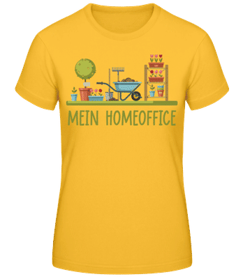 Mein Homeoffice - Frauen Basic T-Shirt - Goldgelb - Vorne