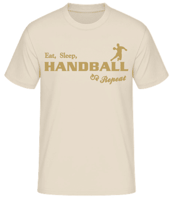 Eat, Sleep, Handball & Repeat - Männer Basic T-Shirt - Creme - Vorne