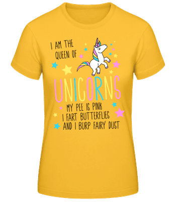 I'm The Queen Of Unicorns Yellow - Frauen Basic T-Shirt - Goldgelb - Vorne