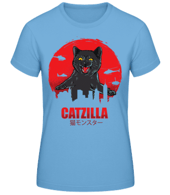 Catzilla - Frauen Basic T-Shirt - Hellblau - Vorne
