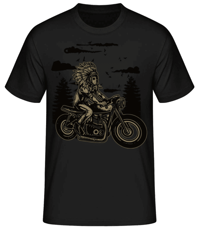 Vista previa: Indian Chief Rider - Camiseta básica para hombre - Negro - delante