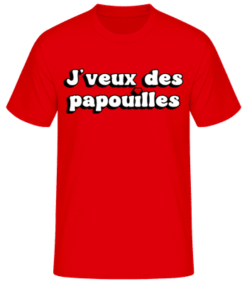 Je Veux Des Papouilles Saint Valentin - T-shirt standard Homme - Rouge - Devant