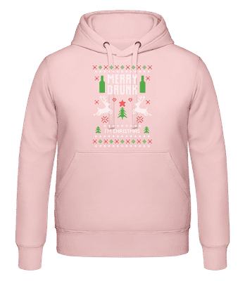 Merry Drunk I Am  Christmas - Sweat à capuche Homme - Rose - Devant