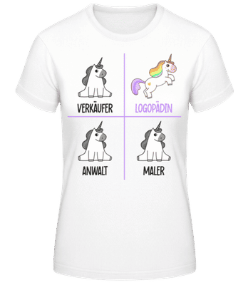 Logopädin Einhorn - Frauen Basic T-Shirt - Weiß - Vorne