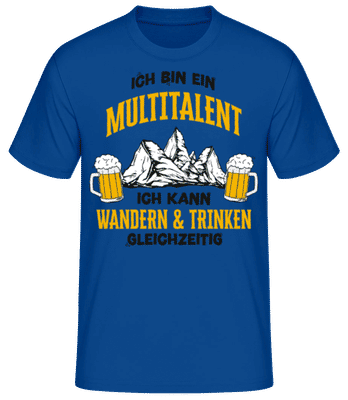 Multitalent Wandern Und Trinken - Männer Basic T-Shirt - Royalblau - Vorne