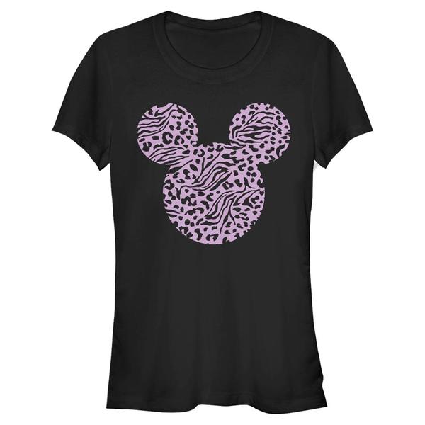 Aperçu: Disney - Mickey Mouse - Mickey Zebra Cheeta Fill - Femme T-shirt - Noir - Devant