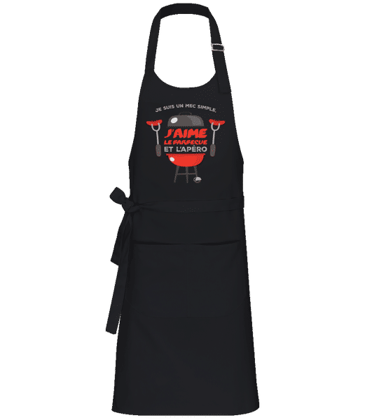 Aperçu: J’aime Le Barbecue Et L’apéro - Tablier professionnel - Noir - Devant