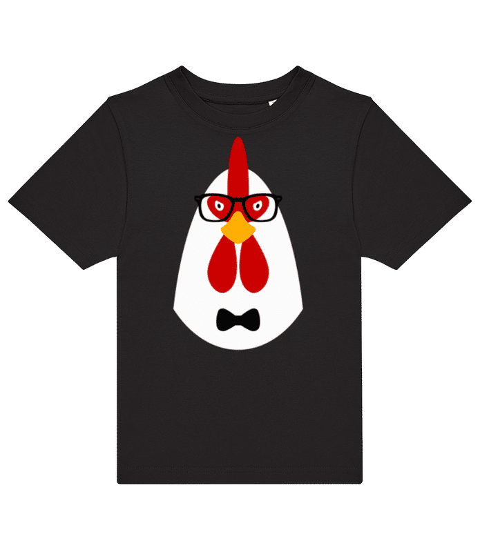 Vorschau: Hipster Huhn - Kinder T-Shirt B&C - Schwarz - Vorne