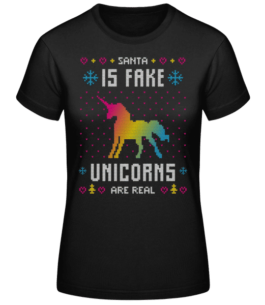 Aperçu: Santa Is Fake Unicorns Are Real - T-shirt standard Femme - Noir - Devant