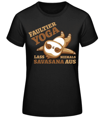 Faultier Yoga - Frauen Basic T-Shirt - Schwarz - Vorne
