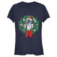 Star Wars - R2-D2 Ornament Wreath - Christmas - Women's T-Shirt - Navy - Front
