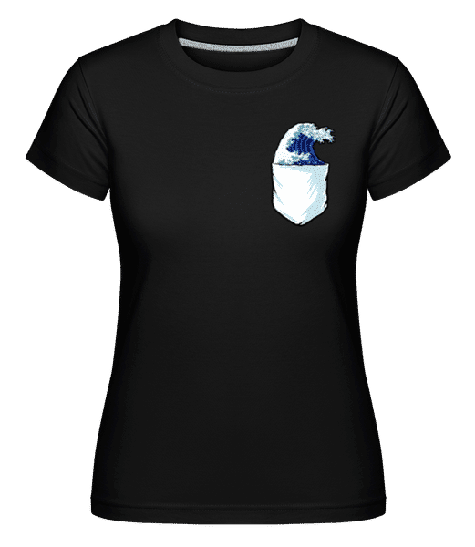 Aperçu: Poche Poitrine La Grande Vague Hokusai -  T-shirt Shirtinator femme - Noir - Devant