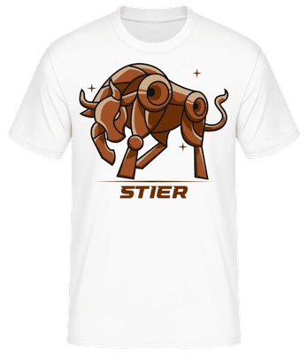 Mecha Roboter Sternzeichen Stier - Männer Basic T-Shirt - Weiß - Vorne