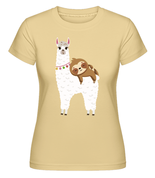 Preview: Llama With Sloth - Shirtinator Women's T-Shirt - Yellow - Front