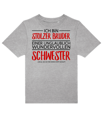 Stolzer Bruder Einer Schwester - Kinder T-Shirt B&C - Grau meliert - Vorne