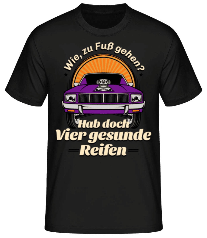 Vorschau: Vier Gesunde Reifen - Männer Basic T-Shirt - Schwarz - Vorne