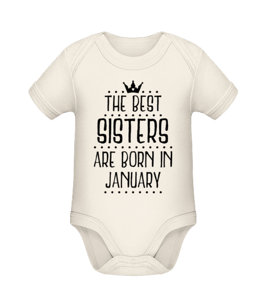 Aperçu: The Best Sisters Are Born In January - Body manches courtes bio - Crème - Devant