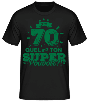 70 Ans Super Pouvoir - T-shirt homme B&C - Noir - Devant