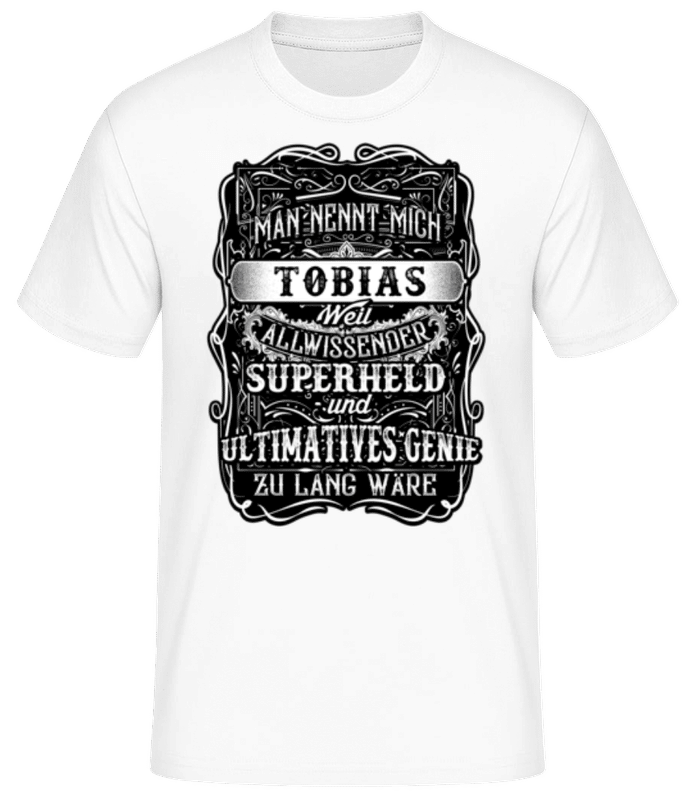 Vorschau: Man Nennt Mich Tobias - Männer Basic T-Shirt - Weiß - Vorne