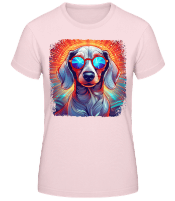 Dachshund Hippie Look - Women's Basic T-Shirt - Pink - Front