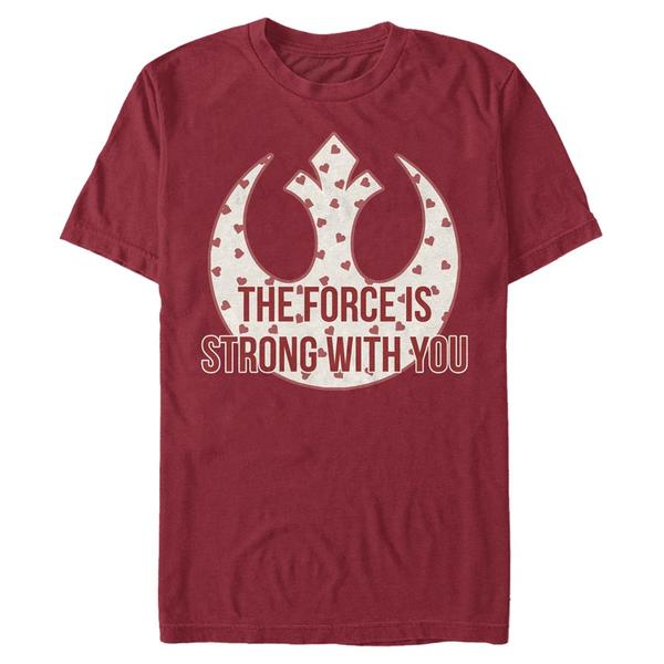 Vorschau: Star Wars - Text Strong Heart Force - Valentinstag - Männer T-Shirt - Kirschrot - Vorne