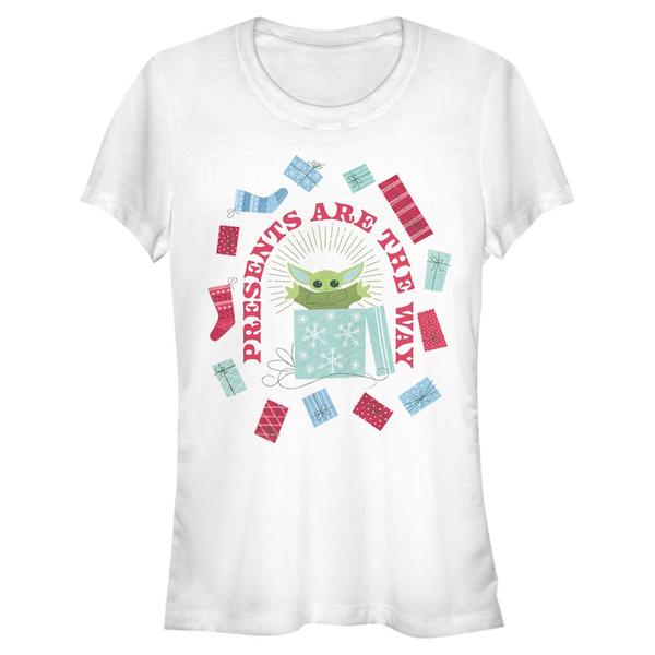Aperçu: Star Wars - The Mandalorian - The Child Presents Are The Way - Christmas - Femme T-shirt - Blanc - Devant