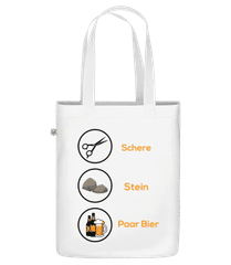 Schere Stein Paar Bier Buttons · Bio Tasche