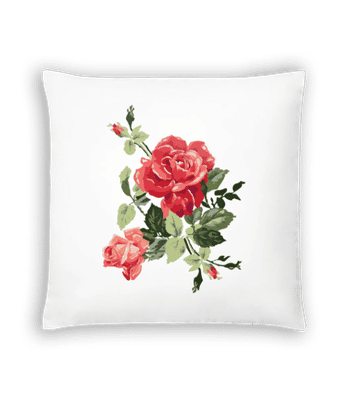 Rote Rosen Rosa - Kissen - Weiß - Vorne