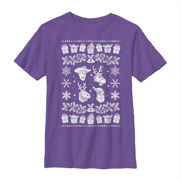 Aperçu: Disney - Toy Story - Skupina Sweater Story - Christmas - Enfant T-shirt - Pourpre - Devant