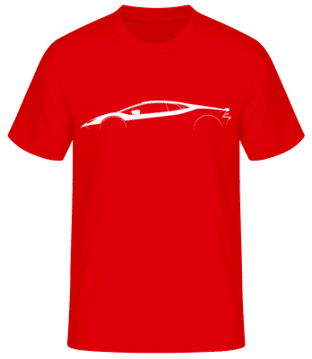 'Lamborghini Huracan Evo' Silhouette - Pánske basic tričko - Červená - Predné
