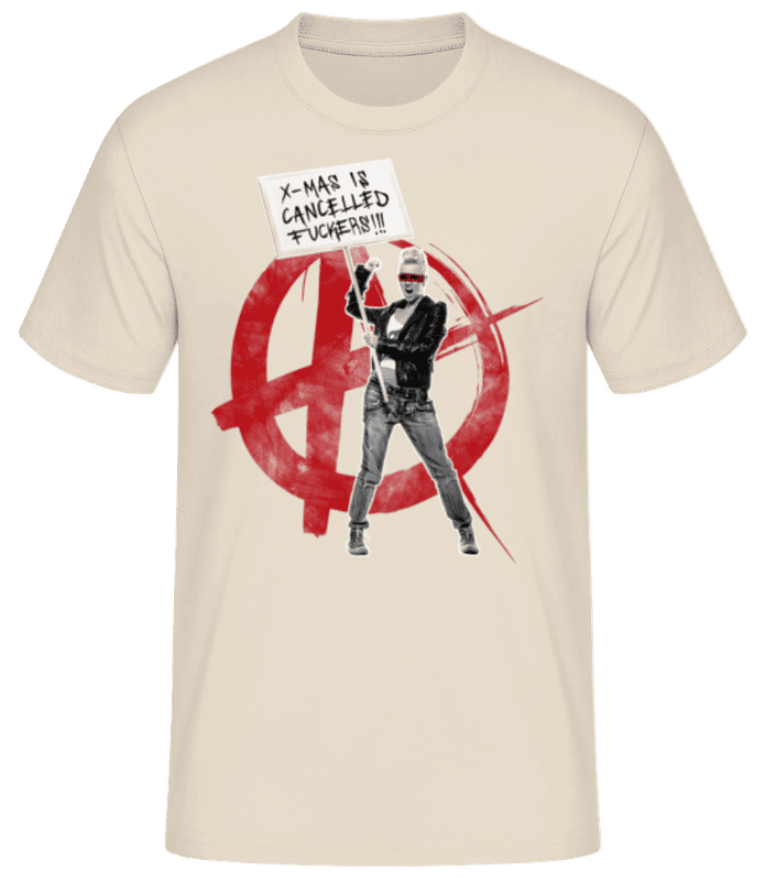 Náhľad: XMas zrušená srac - Pánske basic tričko - Krémová - Predné