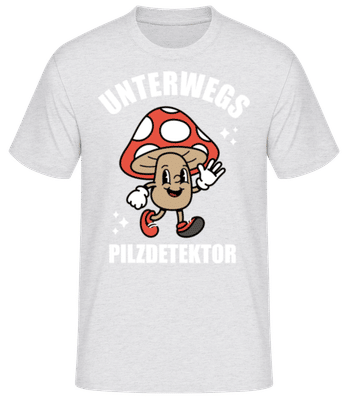 Unterwegs Pilzdetektor - Männer Basic T-Shirt - Grau meliert - Vorne