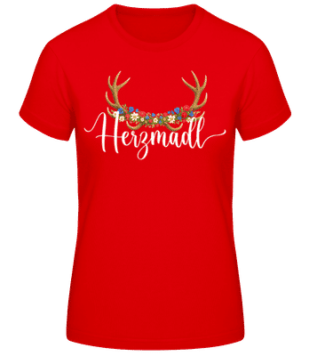 Herzmadl - Frauen Basic T-Shirt - Rot - Vorne