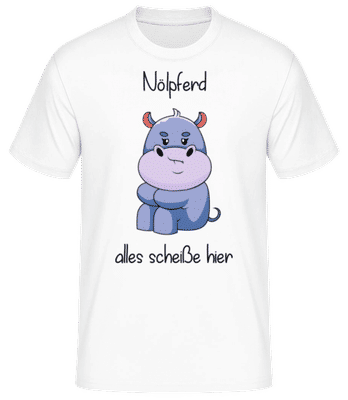 Nölpferd Schweigend - Männer Basic T-Shirt - Weiß - Vorne