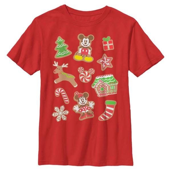 Preview: Disney Classics - Mickey Mouse - Mickey & Minnie Gingerbread Mouses - Christmas - Kids T-Shirt - Red - Front