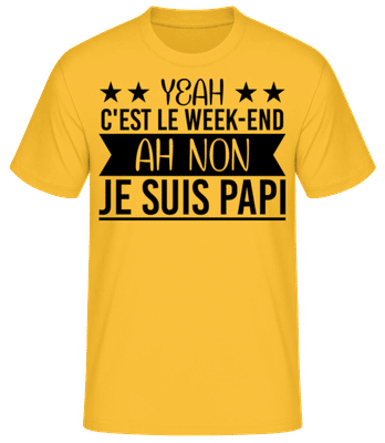 Le Week-End Papi - T-shirt homme B&C - Jaune doré - Devant
