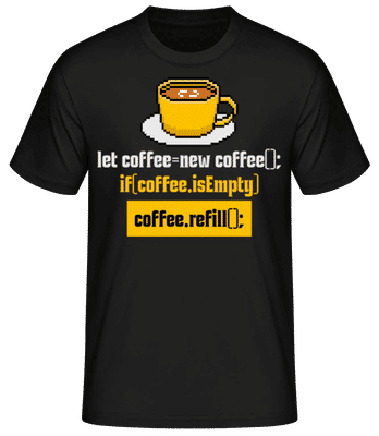 Coffee Refill Coding - Männer Basic T-Shirt - Schwarz - Vorne