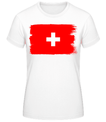 Švajčiarska Vlajka - Dámske basic tričko - Biela - Predné