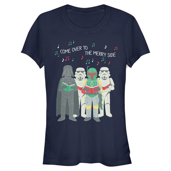 Aperçu: Star Wars - Skupina Dark Side Carols - Christmas - Femme T-shirt - Bleu marine - Devant