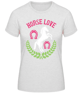 Horse Love - Frauen Basic T-Shirt - Grau meliert - Vorne