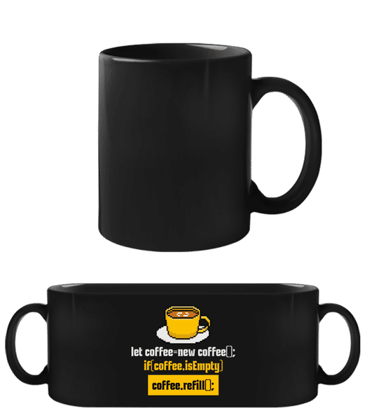 Aperçu: Coffee Refill Coding - Tasse Noire - Noir - Devant