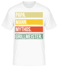 Papa Mann Mythos Grillmeister - Männer Basic T-Shirt - Weiß - Vorne