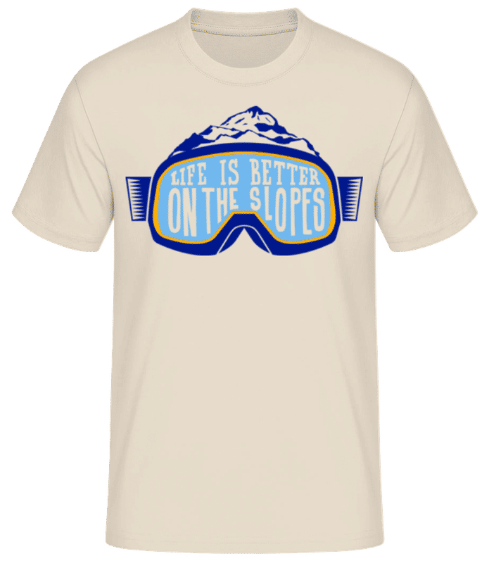 Vista previa: Life Is Better On The Slopes - Camiseta básica para hombre - Crema - delante