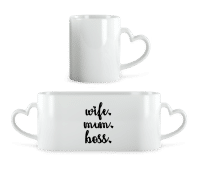 Motiv Wife Mum Boss - Herztasse - Weiß - Vorne