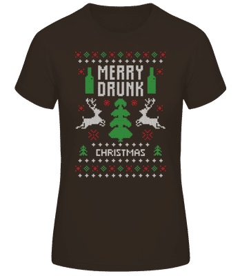 Merry Drunk Christmas - Frauen Basic T-Shirt - Braun - Vorne