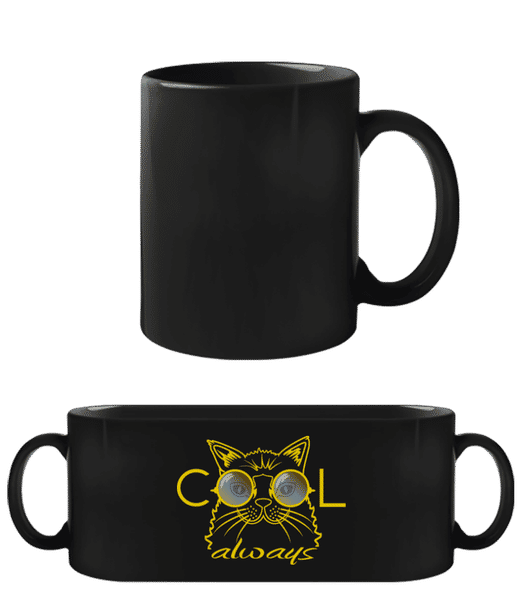 Aperçu: Chat Cool - Tasse Noire - Noir - Devant