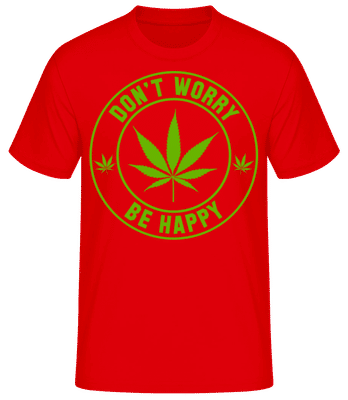 Cannabis Don't Worry Be Happy - Pánske basic tričko - Červená - Predné