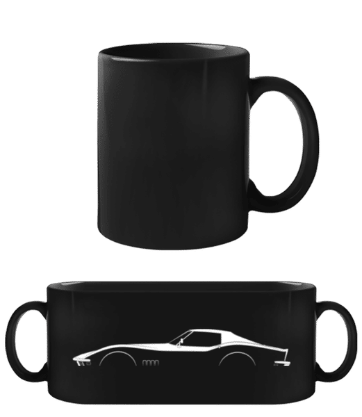'Chevrolet Corvette C3' Silhouette - Tasse Noire - Noir - Devant