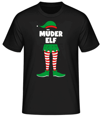 Müder Elf - Männer Basic T-Shirt - Schwarz - Vorne